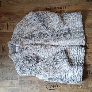 Alfred Dunner, grey & white, furry, fuzzy, soft, lined, coat, size 12P